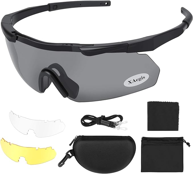Xaegistac Tactical Eyewear 3 Interchangeable Lenses Outdoor Unisex Sho
