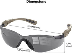 xaegistac Shooting Glasses Anti-fog Shooting Range Eye Protection, Adjustable Safety Glasses with Zipper Hard Case(Khaki Frame Gray Lens)