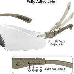 xaegistac Shooting Glasses Anti-fog Shooting Range Eye Protection, Adjustable Safety Glasses with Zipper Hard Case(Khaki Frame Clear Lens)