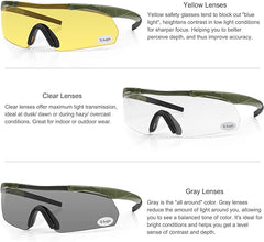 Xaegistac Tactical Shooting Glasses with 3 Interchangeable Lens High Impact Eye Protection(Armygreen)