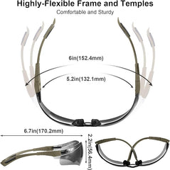 xaegistac Shooting Glasses Anti-fog Shooting Range Eye Protection, Adjustable Safety Glasses with Zipper Hard Case(Khaki Frame Gray Lens)