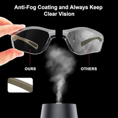 xaegistac Shooting Glasses Anti-fog Shooting Range Eye Protection, Adjustable Safety Glasses with Zipper Hard Case(Khaki Frame Clear Lens)
