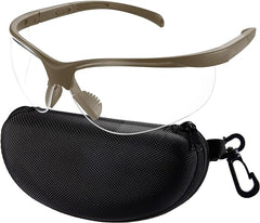 xaegistac Shooting Glasses Anti-fog Shooting Range Eye Protection,Comfortable Hunting Shooting Safety Glasses with Hard Case Khaki Frame & Clear Lens
