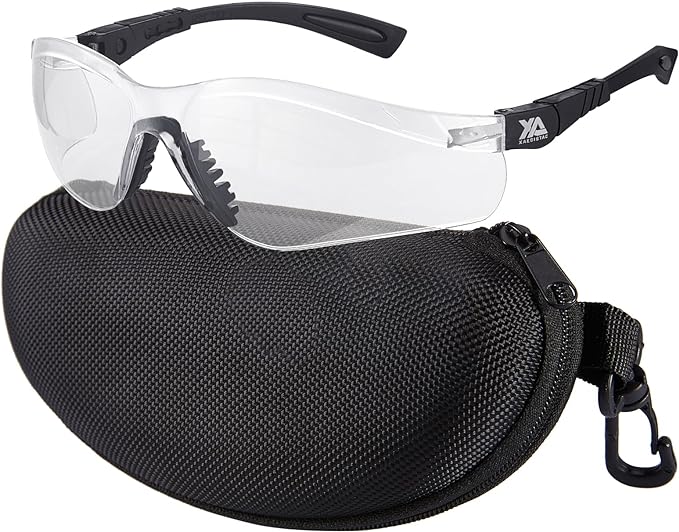 xaegistac Shooting Glasses Anti-fog Shooting Range Eye Protection, Adjustable Safety Glasses with Zipper Hard Case(Black Frame Clear Lens)