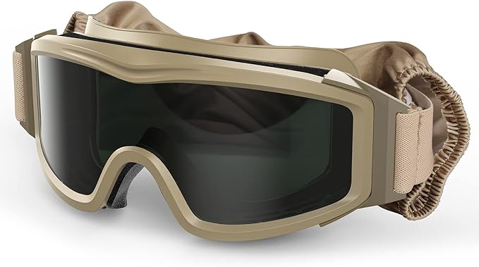 xaegistac Tactical Airsoft Goggles Anti Fog Military Glasses, Ballistic Safety Goggles for Shooting Hunting(Khaki)