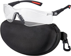 xaegistac Shooting Glasses Anti-fog Shooting Range Eye Protection, Adjustable Safety Glasses with Zipper Hard Case(Black Orange Frame Clear Lens)