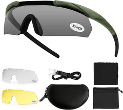 Xaegistac Tactical Shooting Glasses with 3 Interchangeable Lens High Impact Eye Protection(Armygreen)