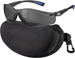 xaegistac Shooting Glasses Anti-fog Shooting Range Eye Protection, Adjustable Safety Glasses with Zipper Hard Case(Black Blue Frame Gray Lens)