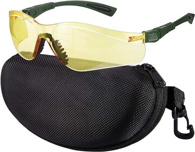 xaegistac Shooting Glasses Anti-fog Shooting Range Eye Protection, Adjustable Safety Glasses with Zipper Hard Case