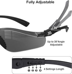 xaegistac Shooting Glasses Anti-fog Shooting Range Eye Protection, Adjustable Safety Glasses with Zipper Hard Case(Black Frame Gray Lens)