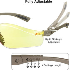 xaegistac Shooting Glasses Anti-fog Shooting Range Eye Protection, Adjustable Safety Glasses with Zipper Hard Case(Khaki Frame Yellow Lens)