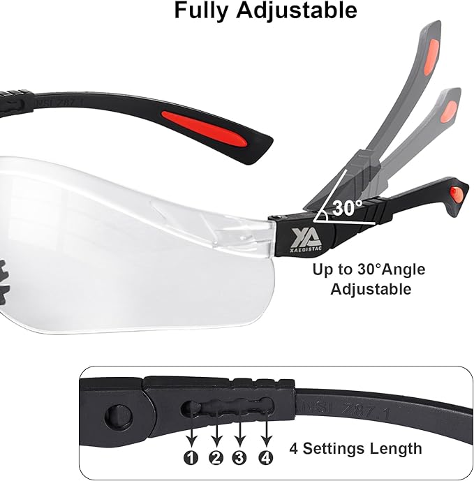 xaegistac Shooting Glasses Anti-fog Shooting Range Eye Protection, Adjustable Safety Glasses with Zipper Hard Case(Black Orange Frame Clear Lens)