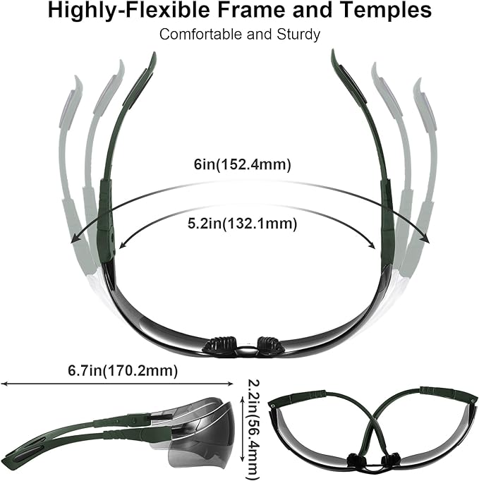 xaegistac Shooting Glasses Anti-fog Shooting Range Eye Protection, Adjustable Safety Glasses with Zipper Hard Case(Army Green Frame Gray Lens)