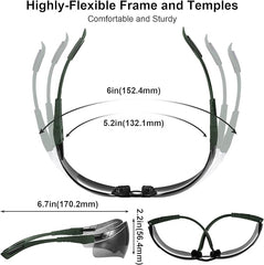 xaegistac Shooting Glasses Anti-fog Shooting Range Eye Protection, Adjustable Safety Glasses with Zipper Hard Case(Army Green Frame Gray Lens)