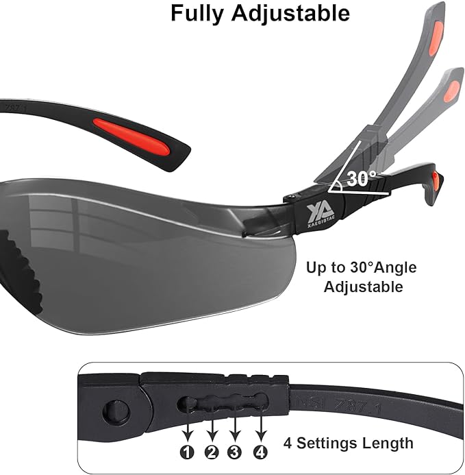 xaegistac Shooting Glasses Anti-fog Shooting Range Eye Protection, Adjustable Safety Glasses with Zipper Hard Case(Black Orange Frame Gray Lens)