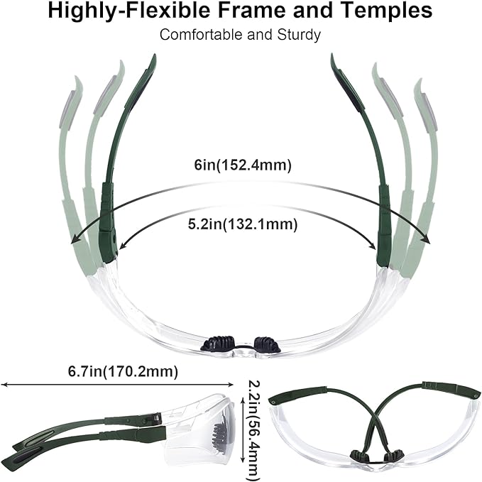 xaegistac Shooting Glasses Anti-fog Shooting Range Eye Protection, Adjustable Safety Glasses with Zipper Hard Case(Army Green Frame Clear Lens)