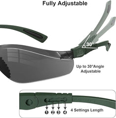 xaegistac Shooting Glasses Anti-fog Shooting Range Eye Protection, Adjustable Safety Glasses with Zipper Hard Case(Army Green Frame Gray Lens)