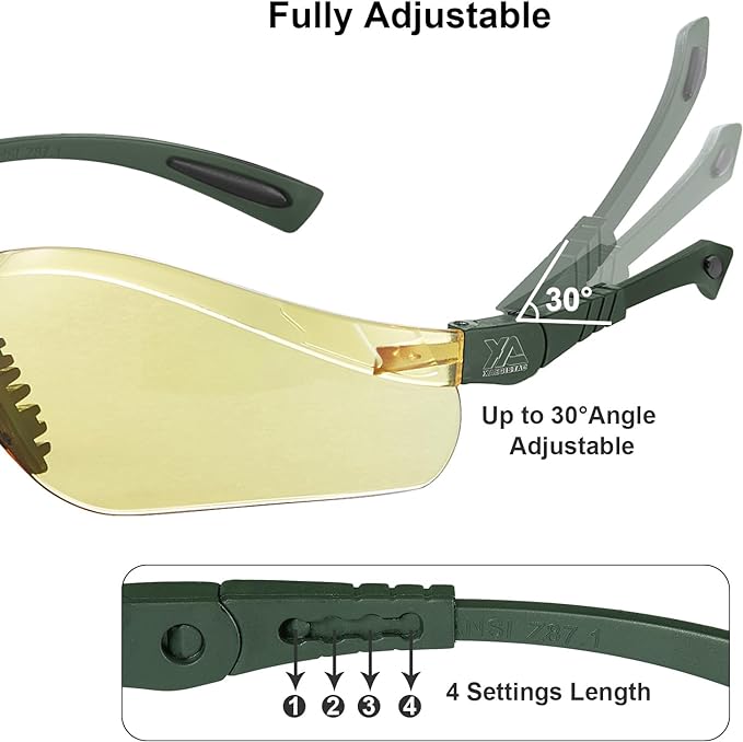 xaegistac Shooting Glasses Anti-fog Shooting Range Eye Protection, Adjustable Safety Glasses with Zipper Hard Case