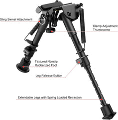 Xaegistac Rifle Bipod 6-9 Inch Adjustable Bipods for Picatinny Rail,2 in 1 Tactical Bipods for Rifles