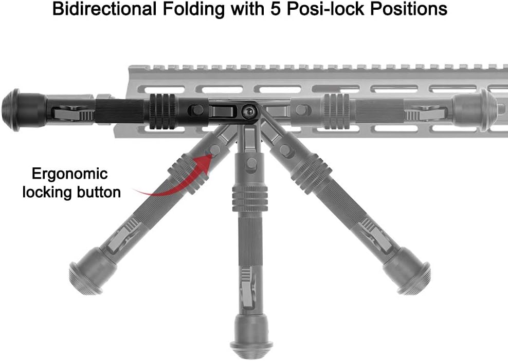 Xaegistac 5.7" to 8" Rifle Bipod Adjustable Compatible with Mlok Hand-Guard, Matte Black