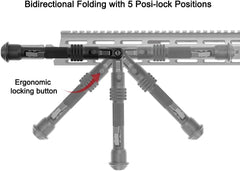 Xaegistac 5.7" to 8" Rifle Bipod Adjustable Compatible with Mlok Hand-Guard, Matte Black