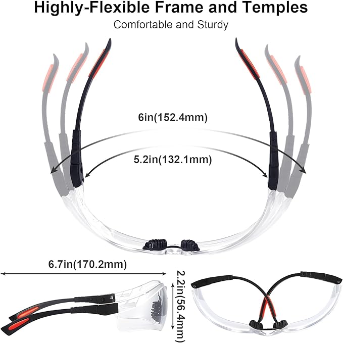 xaegistac Shooting Glasses Anti-fog Shooting Range Eye Protection, Adjustable Safety Glasses with Zipper Hard Case(Black Orange Frame Clear Lens)