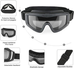 Xaegistac Airsoft Goggles Tactical Safety Goggles Anti Fog Glasses Hunting Cycling(Black)