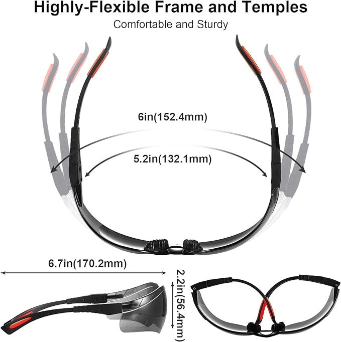 xaegistac Shooting Glasses Anti-fog Shooting Range Eye Protection, Adjustable Safety Glasses with Zipper Hard Case(Black Orange Frame Gray Lens)