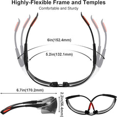 xaegistac Shooting Glasses Anti-fog Shooting Range Eye Protection, Adjustable Safety Glasses with Zipper Hard Case(Black Orange Frame Gray Lens)