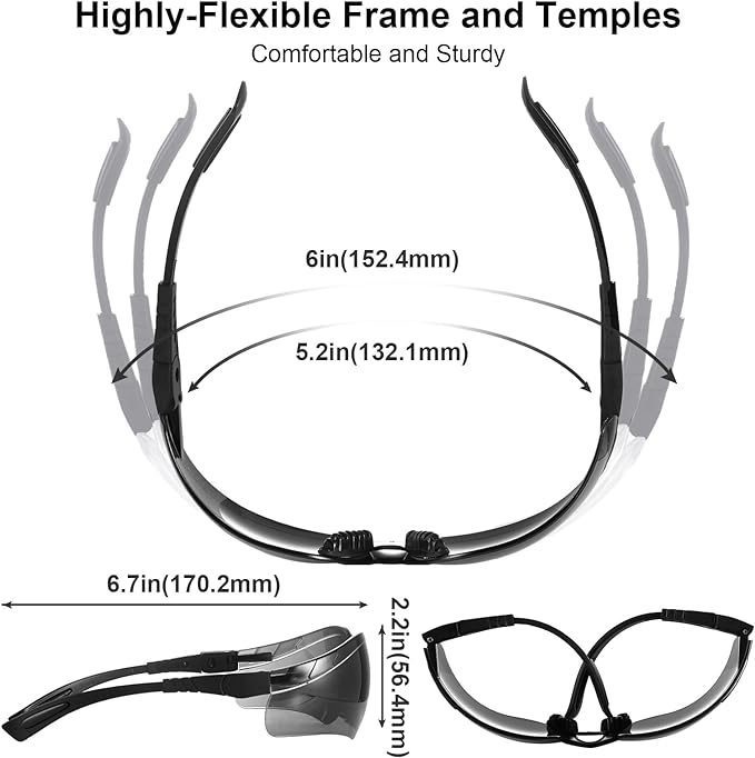 xaegistac Shooting Glasses Anti-fog Shooting Range Eye Protection, Adjustable Safety Glasses with Zipper Hard Case(Black Frame Gray Lens)