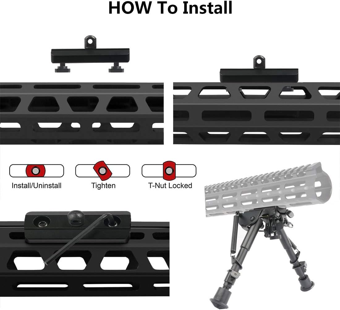 Xaegistac MLOK Bipod Adapter Mount Fits on Mlok System - Mlok Sling Stud - Includes 4 T-Nuts & 4 Screws and 1 Wrench (Mlok bipod Adapter)