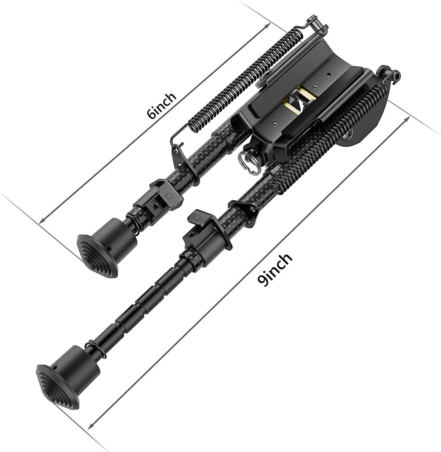 Xaegistac Carbon Fiber Rifle Bipod - 6-9 Inches with Mlok Adapter