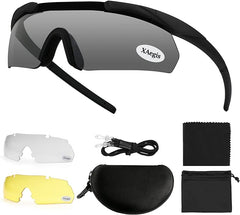 xaegistac Tactical Shooting Glasses with 3 Interchangeable Lens High Impact Eye Protection Black