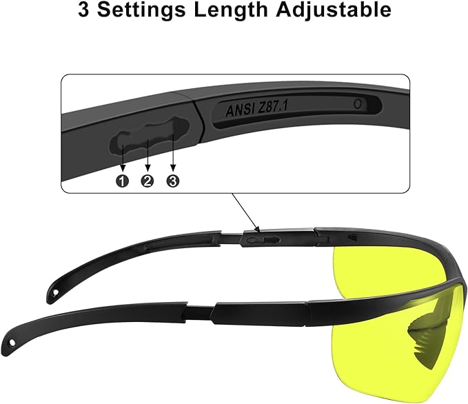 xaegistac Shooting Glasses Anti-fog Shooting Range Eye Protection,Comfortable Hunting Shooting Safety Glasses with Hard Case Black Frame & Yellow Lens