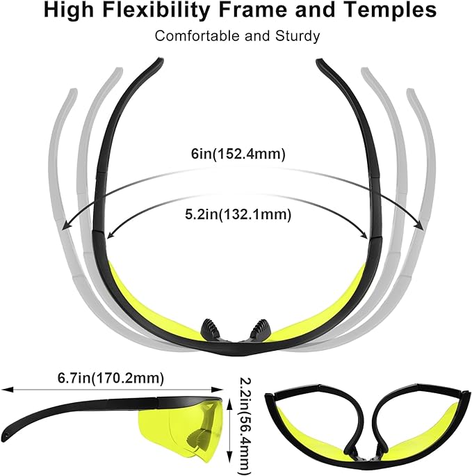 xaegistac Shooting Glasses Anti-fog Shooting Range Eye Protection,Comfortable Hunting Shooting Safety Glasses with Hard Case Black Frame & Yellow Lens