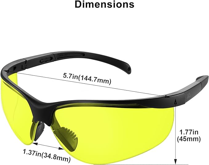 xaegistac Shooting Glasses Anti-fog Shooting Range Eye Protection,Comfortable Hunting Shooting Safety Glasses with Hard Case Black Frame & Yellow Lens