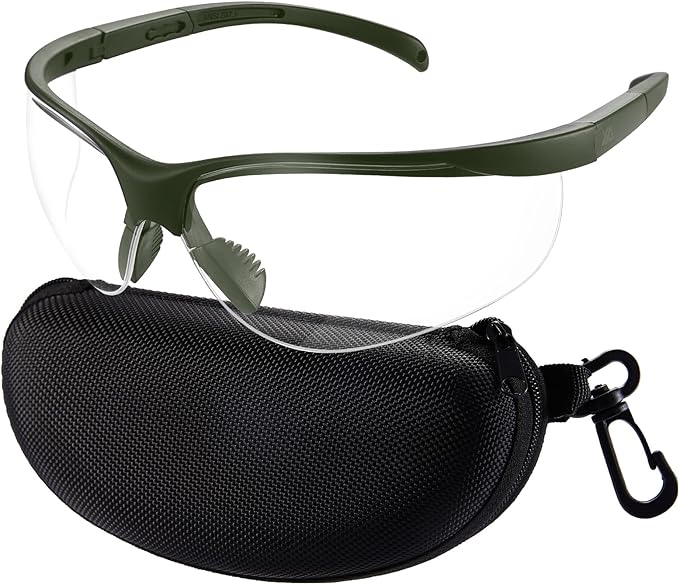 xaegistac Shooting Glasses Anti-fog Shooting Range Eye Protection,Comfortable Hunting Shooting Safety Glasses with Hard Case Army Frame & Clear Lens