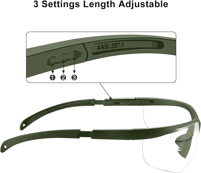 xaegistac Shooting Glasses Anti-fog Shooting Range Eye Protection,Comfortable Hunting Shooting Safety Glasses with Hard Case Army Frame & Clear Lens