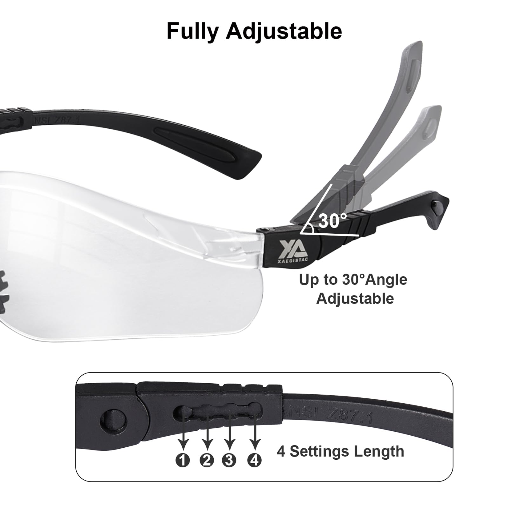 xaegistac Shooting Glasses Anti-fog Shooting Range Eye Protection, Adjustable Safety Glasses with Zipper Hard Case