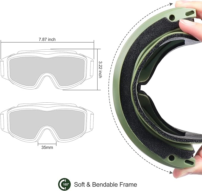 xaegistac Tactical Airsoft Goggles Anti Fog Military Glasses, Ballistic Safety Goggles for Shooting Hunting( Army Green）