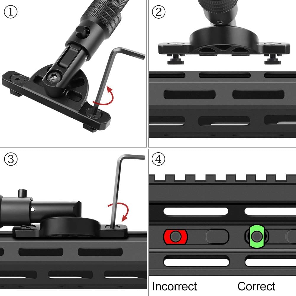 Xaegistac 5.7" to 8" Rifle Bipod Adjustable Compatible with Mlok Hand-Guard, Matte Black