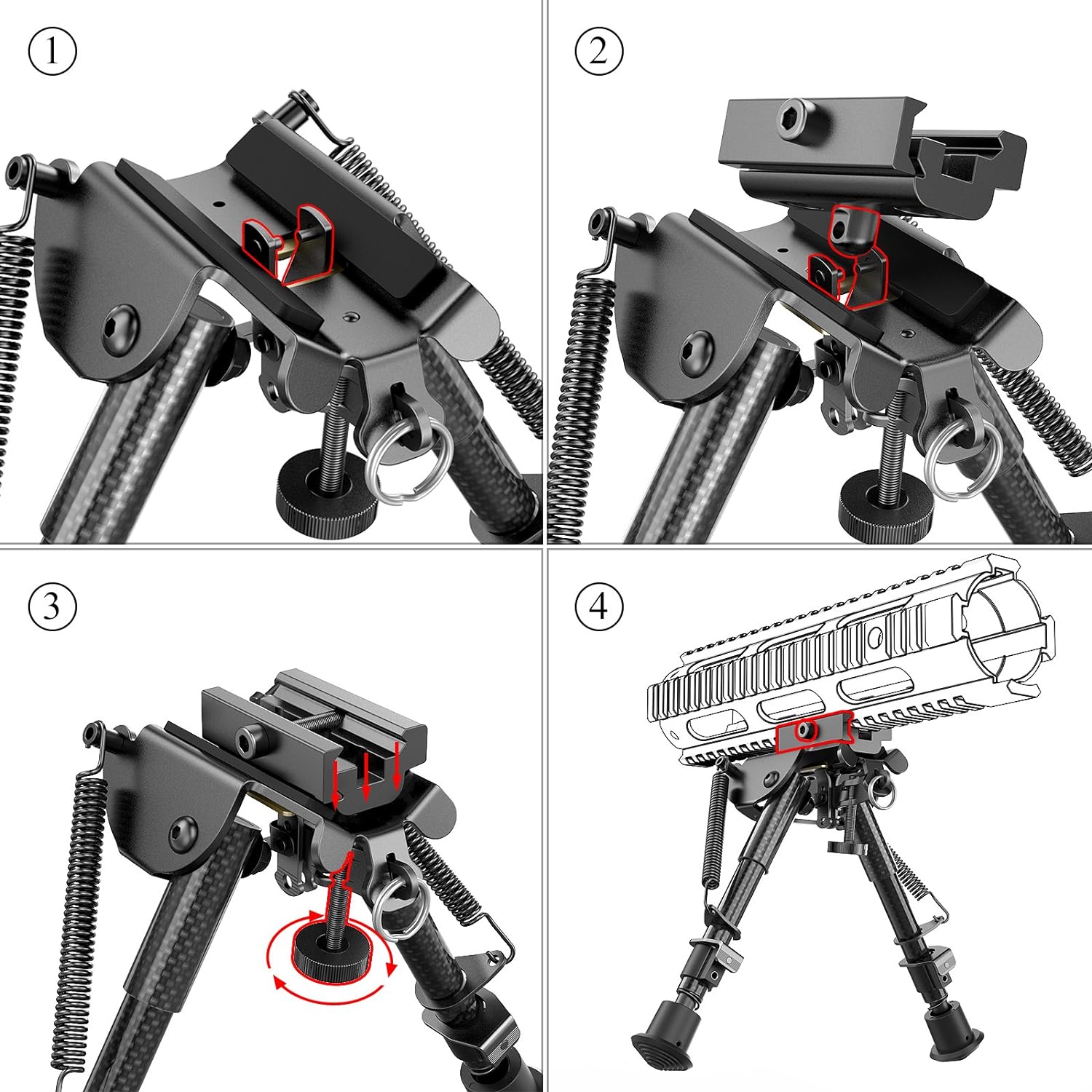 Xaegistac 6-9 Inches Carbon Fiber Rifle Bipod with Quick Release Adapter for Picatinny Rail,Lightweight, Stable Design, and Adjustable Legs for Hunting and Shooting