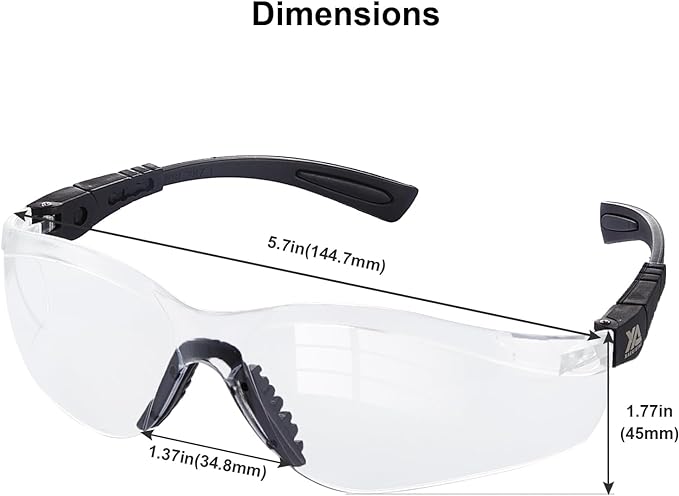 xaegistac Shooting Glasses Anti-fog Shooting Range Eye Protection, Adjustable Safety Glasses with Zipper Hard Case(Black Frame Clear Lens)