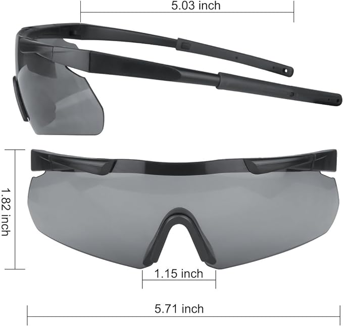 Xaegistac Tactical Eyewear 3 Interchangeable Lenses Outdoor Unisex Shooting Glasses (Black Frame)