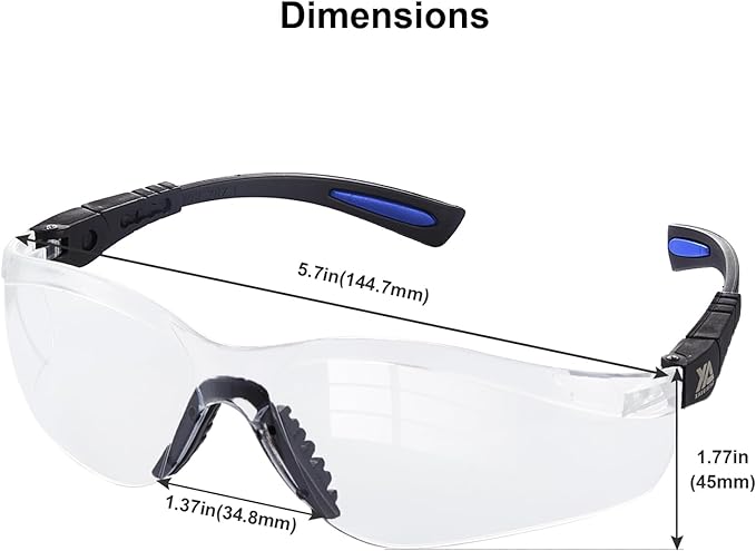 xaegistac Shooting Glasses Anti-fog Shooting Range Eye Protection, Adjustable Safety Glasses with Zipper Hard Case(Black Blue Frame Clear Lens)