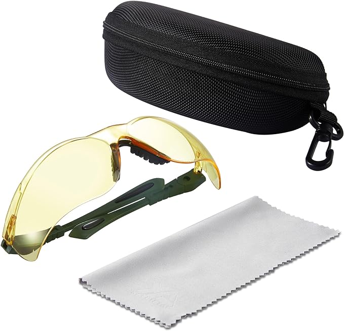 xaegistac Shooting Glasses Anti-fog Shooting Range Eye Protection, Adjustable Safety Glasses with Zipper Hard Case