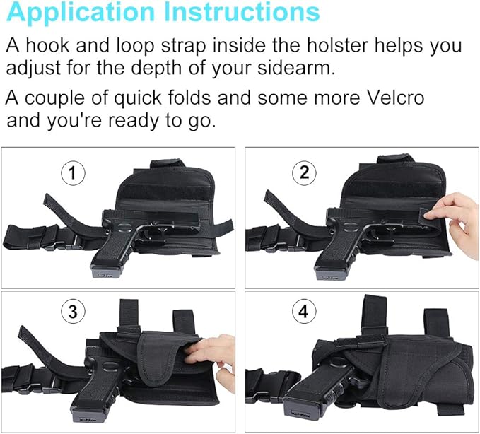 Xaegistac Drop Leg Holster for Pistols Tactical Thigh Rig Gun Holster with Magazine Pouch Adjustable Right Handed,Black