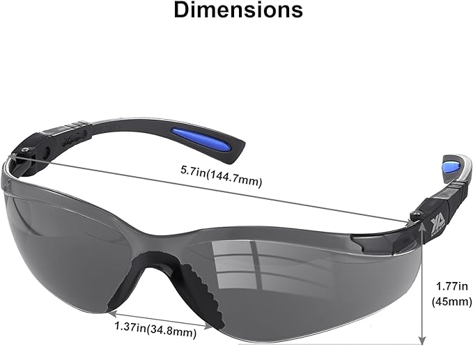 xaegistac Shooting Glasses Anti-fog Shooting Range Eye Protection, Adjustable Safety Glasses with Zipper Hard Case(Black Blue Frame Gray Lens)