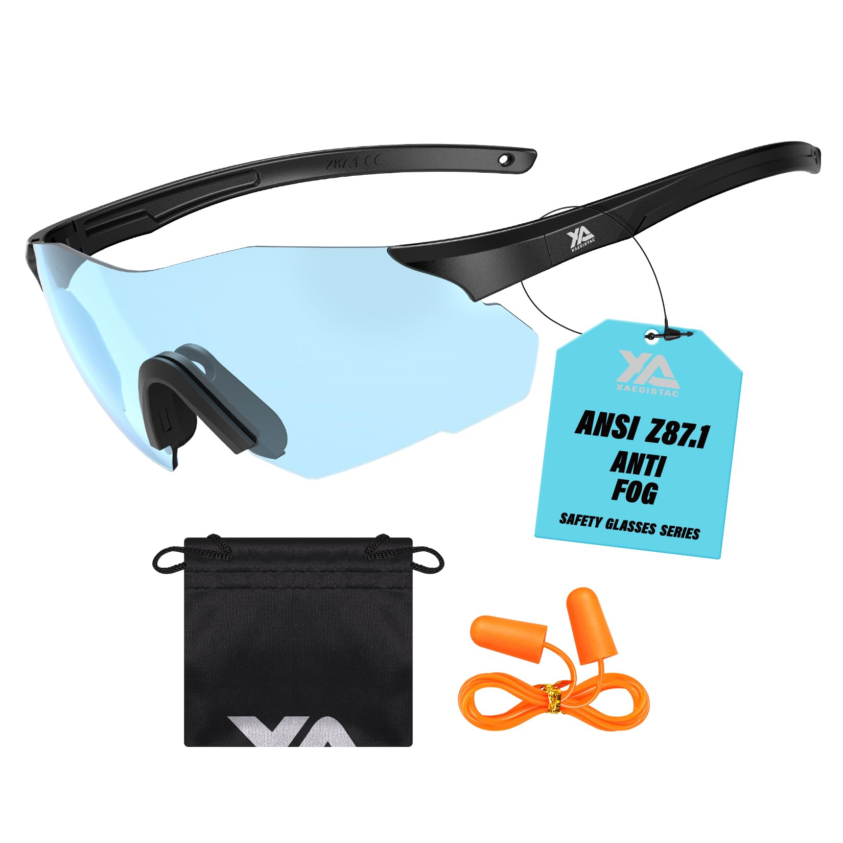 xaegistac Safety Glasses-Anti Fog Shooting Glasses, Wide field of View, Soft Nose Pad for Shooting, Hunting, Airsoft Outdoors