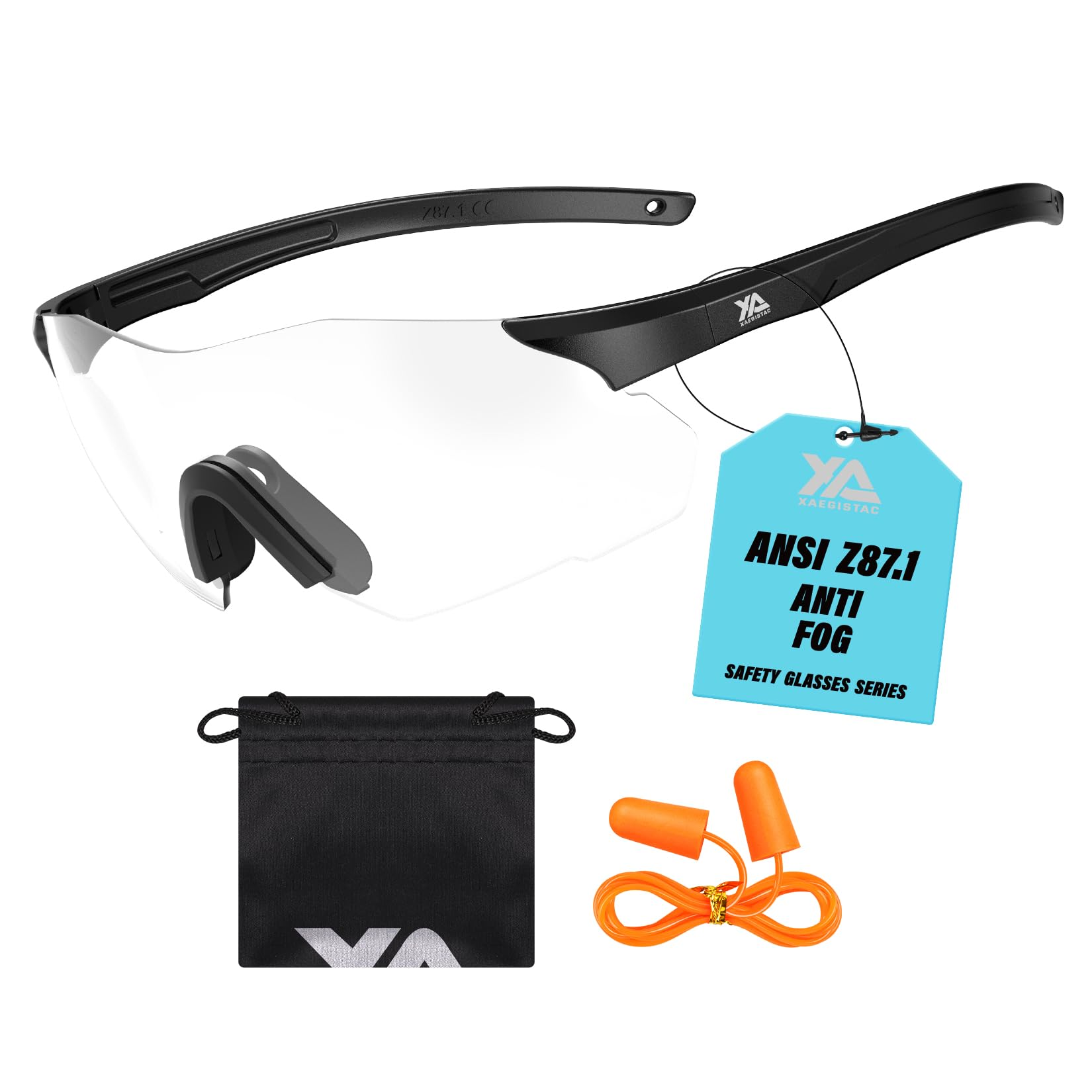 xaegistac Safety Glasses-Anti Fog Shooting Glasses, Wide field of View, Soft Nose Pad for Shooting, Hunting, Airsoft Outdoors